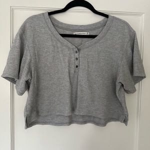 Abercrombie & Fitch Cropped Henley Waffle Knit Tee